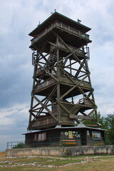 Fototapeta na wymiar Lookout tower on Oberleiser Berg in Oberleis, Lower Austria, Austria, Europe Sign: