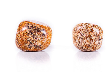 Macro mineral rock jasper landscape sandy on white background