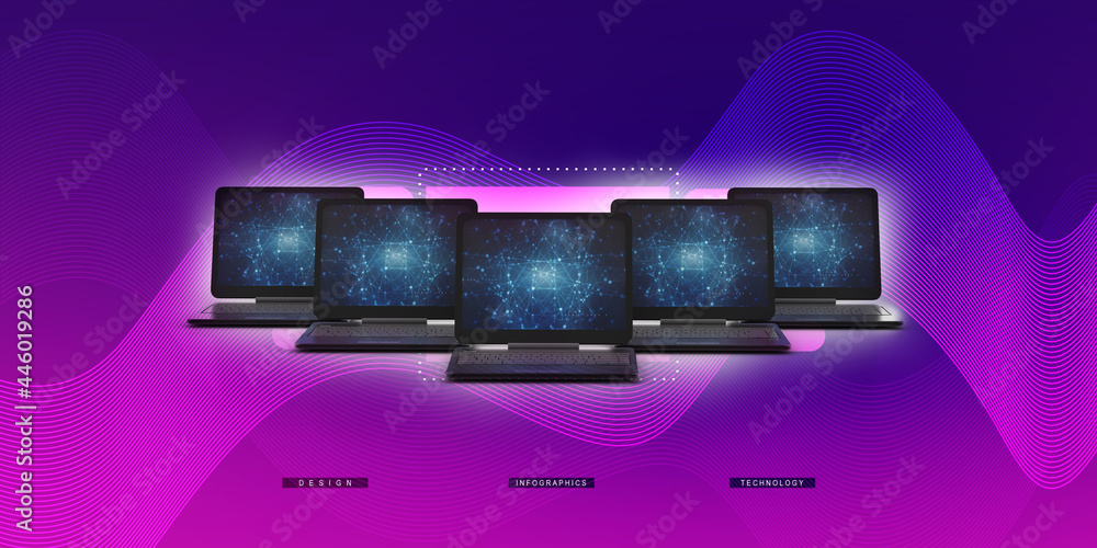 Poster 3d rendering technology computer network