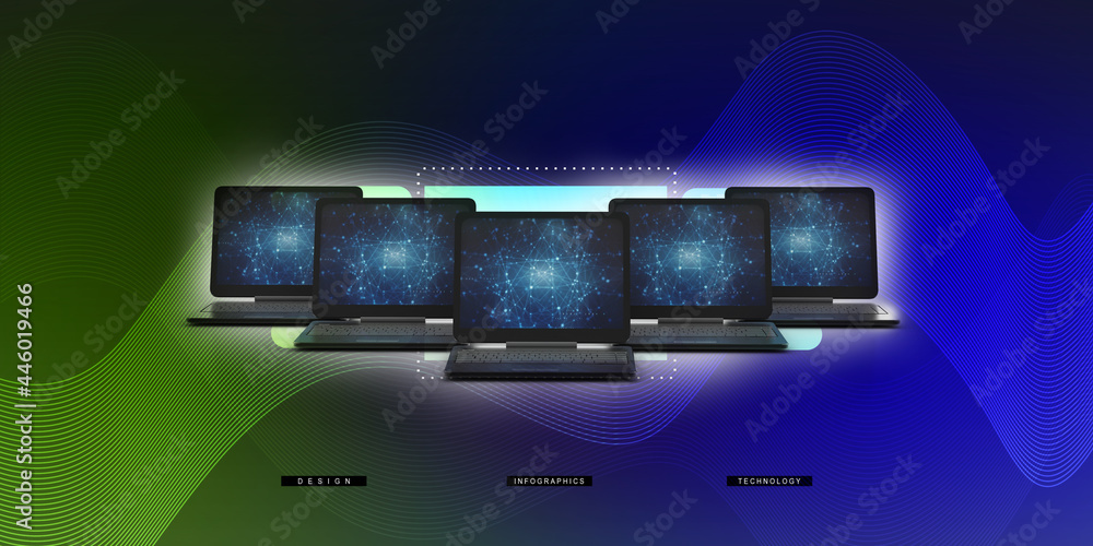 Poster 3d rendering technology computer network