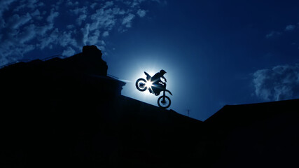 Mmotorcycle jumping.  Extreme sport show.