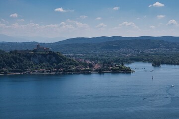 landscapes of lake maggiore during a hot summer day in July