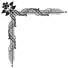 Art Deco style corner with a flower. Art Deco style vector illustration with silhouettes of leaves and flowers creating a corner.
