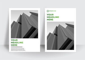Green design brochure, flyer, layout, business template. Minimalist cover design style set. Can be use for business annual report, name cade, flier, banner