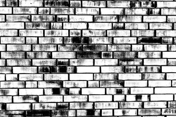 black and white textures Background from a wall with red bricks of different shades and jointing