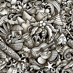Cartoon doodles Figi seamless pattern.