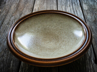 Empty plate on wooden table
