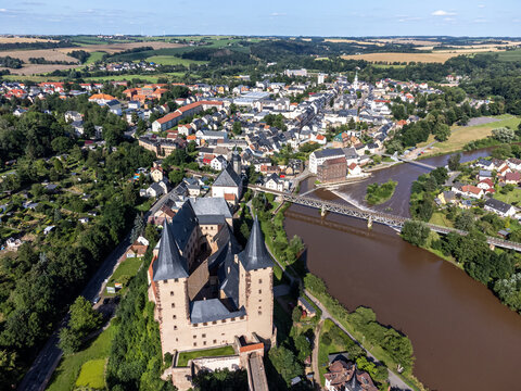 Luftbilder der Stadt Rochlitz in Sachsen