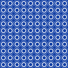 Geometric pattern of round shapes. White and blue circles on a blue background