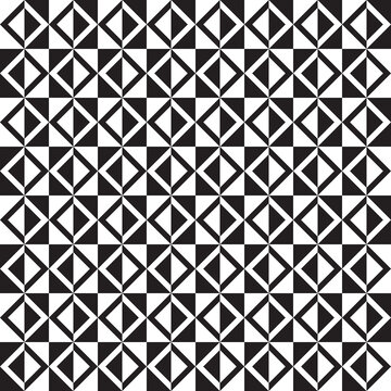 Seamless vector pattern of geometric elements in white and black color.