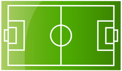 Top view of soccer field or football field flat vector illustration green grass playground with schema indicating position of players during match. Strategic plan of coach in team play, attack pattern