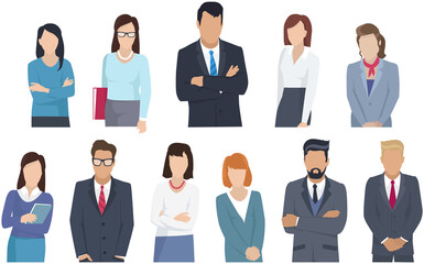Business team ready to work. Teamwork. Coworkers characters communication. Team building and business partnership. Businessmen people cooperation collaboration. Office workers clerks standing together