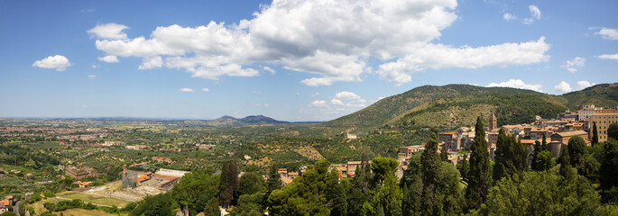A beautiful view of villa d'este park in Tivoli, Italy