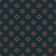 Seamless diamond vibrant contrast teal and orange pattern vector background