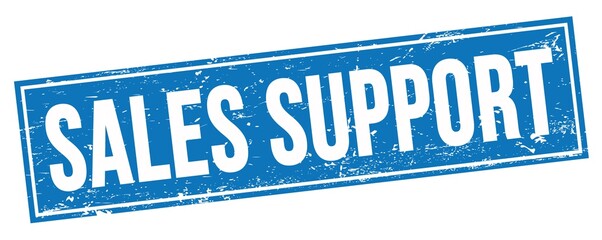 SALES SUPPORT text on blue grungy rectangle stamp.