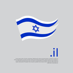 Israel flag. Stripes colors of the israeli flag on a white background. Vector design national poster with at domain, place for text. Brush strokes. State patriotic banner of israel, cover