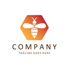 Honey Bee Logo Template. Vector animal logo