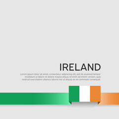 Republic of ireland flag background. State irish patriotic flyer, cover. Ribbon color flag of ireland on a white background. National poster. Vector tricolor flat design