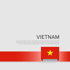 Vietnam flag background. State vietnamese patriotic banner, cover. Ribbon color flag of vietnam on a white background. National poster. Vector flat design - obrazy, fototapety, plakaty