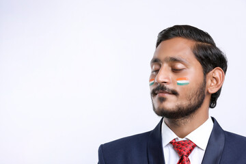 Young indian businessman celebrating indian independence day or republic day