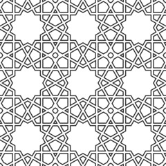 Islamic vector background. Seamless geometric arabic pattern. Abstract monochrome oriental texture