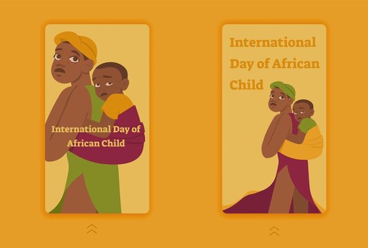 International Day Of The African Child Stories Templates With African Familly - Mother And Her Child. Raising An Awareness Of The Need For Improvement Of The Protection Provided To African Children.