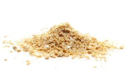 Dried and sliced onion pile isolated on white background