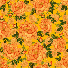 Watercolor seamless pattern with flowers. Vintage floral pattern. Flower seamless pattern. Botanical art. Floral botanical collection. Wedding floral set. Watercolor botanical design.	