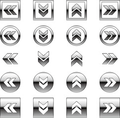 メタリックな矢印ボタンのセット