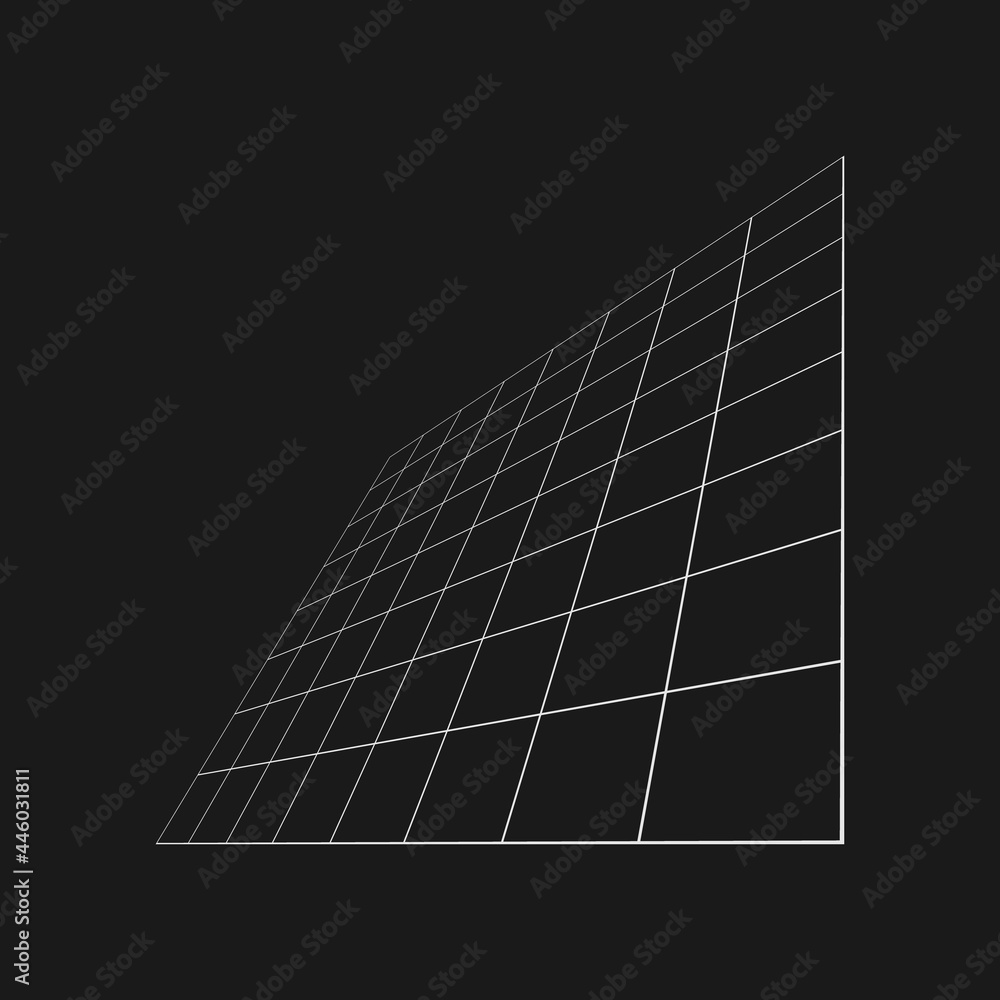 Poster retrofuturistic perspective grid at an angle. cyber design element. grid in cyberpunk 80s style. cyb