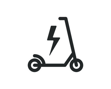 Electric Scooter icon symbol shape. E kick bike logo sign shape pictogram. Vector illustration image. Isolated on white background.