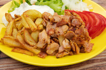 assiette kebab et frites