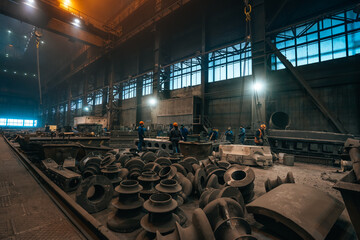 Heavy Industry manufacturing factory, metallurgical plant workshop inside. Metallurgy manufacturing...
