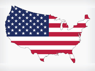 USA Map United States America Flag Vector Infographic Element