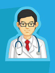 Fototapeta premium Medical Doctor General Practitioner Physician Profile Avatar Cartoon