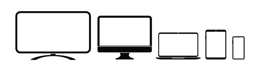 smart tv, tablet, pc, laptop, phone icon  on white background	