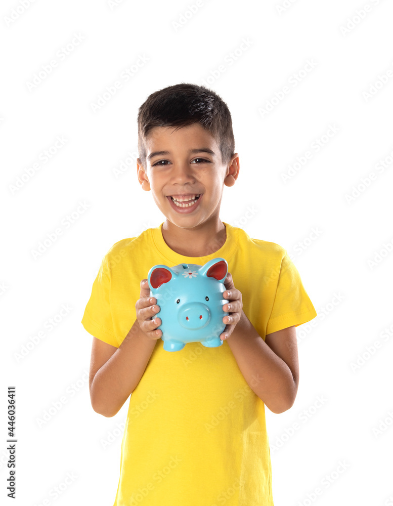 Wall mural adorable latin boy weraring a yellow t-shirt