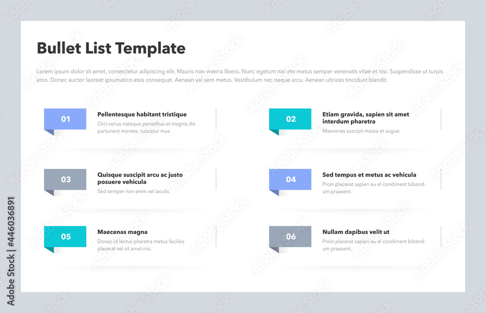 Poster Simple infographic template for bullet list. Flat design, easy to use for your website or presentation.