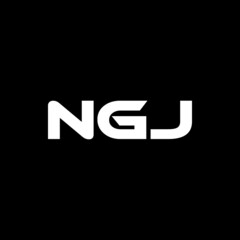 NGJ letter logo design with black background in illustrator, vector logo modern alphabet font overlap style. calligraphy designs for logo, Poster, Invitation, etc.