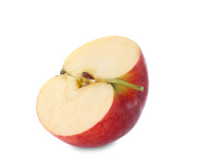 Half of juicy apple on white background