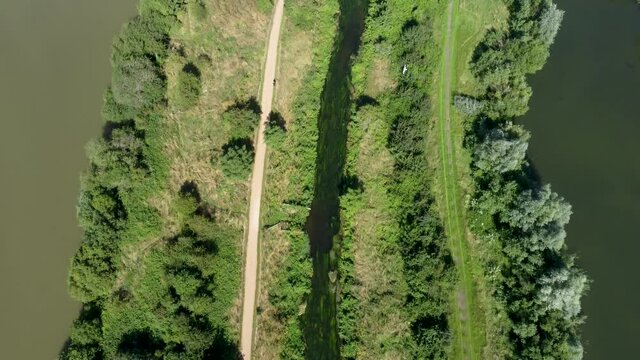 4K drone video flying over the top of the Great River Stour in Chartham in Kent