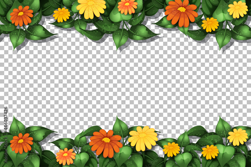 Wall mural Flower frame template on transparent background