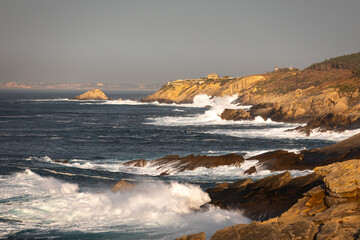 Fototapeta na wymiar Brave sea hitting the coast at the Basque Country.