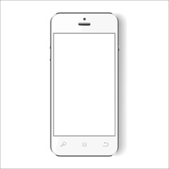 Vector dimensionless graphics. IPhone call screen. Mobile phone interface. White realistic smartphone. IPhone iOS screen template. Mockup of smart phone, mobile phone screen, touch screen phone.