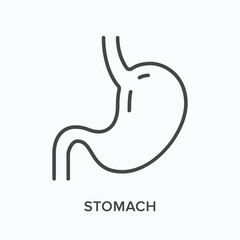 Stomach flat line icon. Vector outline illustration of gastric. Black thin linear pictogram for internal digestion organ