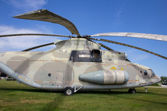 Mi-26 is a heavy multipurpose transport helicopter. A helicopter on display at the Sakharov Technical Park in Tolyatti