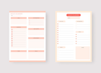 Modern planner template set. Set of planner and to do list. Daily planner template. Vector illustration.