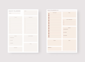 Modern planner template set. Set of planner and to do list. Daily planner template. Vector illustration.