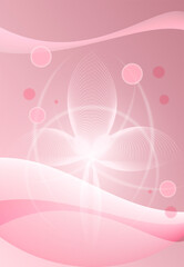 Pink background with an abstract pattern of flowing lines.
