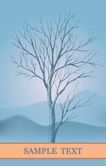 Light blue background with decorative tree silhouette and place for text.